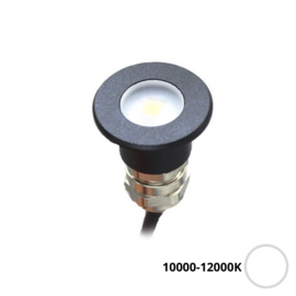 Apache J-LED - Flat Surface Step LED Light - 12VDC - Black Aluminium - Cool White 10000-12000K - Ø 16 mm  - IP67