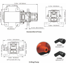 Hogedruk Membraanpomp, 12V, 5.0 L/min, uitschakeldruk 4.1 bar