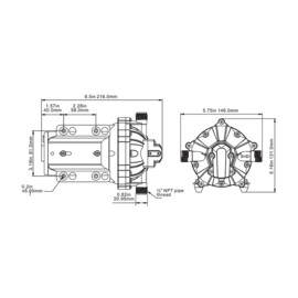 Heavy Duty Membraanpomp, 12V, 18.9 L/min, Inschakeldruk 1.4 bar, Uitschakeldruk 4.2 bar