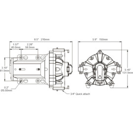Heavy Duty Membraanpomp, 12V, 15 L/min, uitschakeldruk 4.2 bar