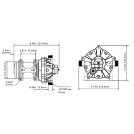 Heavy Duty Membraanpomp met Bypass, 12V, 11.5 L/min, uitschakeldruk 4.2 bar