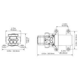 Membraanpomp (drinkwaterpomp), 12V, 3.8 L/min, uitschakeldruk 2.8 bar