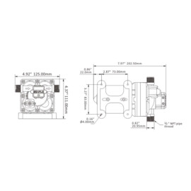Membraanpomp (drinkwaterpomp), 12V, 11.3 L/min, uitschakeldruk 3.8 bar