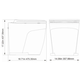 Deluxe elektrische boot toilet set 12V, geschikt voor spoeling met buitenwater