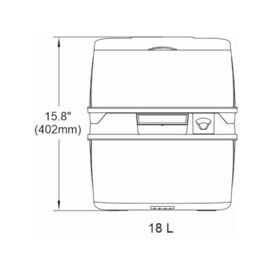 Draagbaar toilet 18L, Spoelwatertank: 10 liter, Afvaltank: 18L