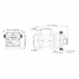 Membraanpomp (drinkwaterpomp), 230V, 7.6 L/min, uitschakeldruk 3.8 bar