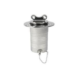 Dekvuldop met sleutel - slangaansluiting Ø 38mm (1,5 inch) - brandstof - 316 RVS - Inclusief RVS Ketting en Sleutel