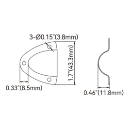 Clamshell Vent - 316 stainless steel - 43.3 x 42.4 mm (1.7 x 1.67 inch) - weight 5 g