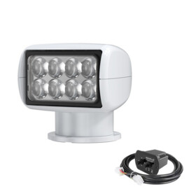 LED Zoeklicht met Bekabelde Afstandsbediening - 600 m straal - Wit 5500K - 10-30V - witte behuizing - IP65