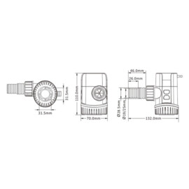Niet-automatische bilgepomp, 48V, 69 L/min, 0.3 bar