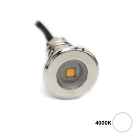 Apache PROLED - Flat Surface Step LED Light - 12VDC - Polished stainless steel - Warm White 4000K - Diameter 16 mm  - IP67