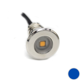 Apache PROLED - Flat Surface Step LED Light - 12VDC - Polished stainless steel - Midnight Blue - Diameter 16 mm  - IP67