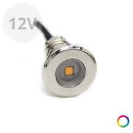 Apache PROLED - Flat Surface Step LED Light - 12VDC - Polished stainless steel - Super RGB - Diameter 16 mm  - IP67