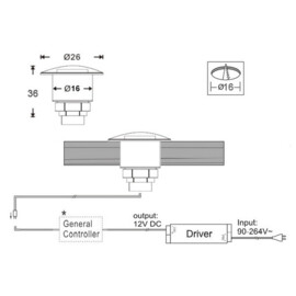 Apache PROLED - halb abgedeckte Step LED-Leuchte - 24VDC - Schwarzes Aluminium - Warmweiß 3000K - Ø 16 mm - IP67