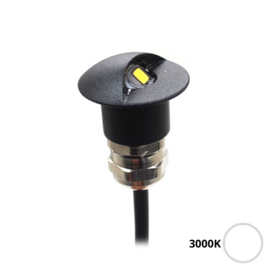 Apache PROLED - halb abgedeckte Step LED-Leuchte - 24VDC - Schwarzes Aluminium - Warmweiß 3000K - Ø 16 mm - IP67