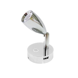 Apache PROLED - Interior series - No.04 - LED reading lamp - Touch on/off & dimmable - with USB charger - warm white - 10-30 VDC