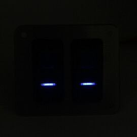 Edelstahl-Schalttafel 316L, 2-fach, 12-24V, blaue LED, IP65