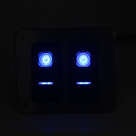 Stainless steel 316L switch panel, 2-way, 12-24V, Blue LED, IP65