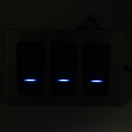 Edelstahl-Schalttafel 316L, 3-fach, 12-24V, blaue LED, IP65