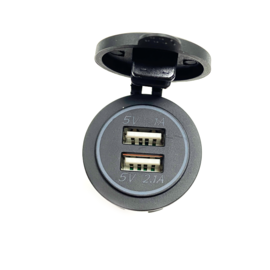 Losse dubbele USB lader voor schakelpanelen, Blauwe Led, 12-24V, IP65