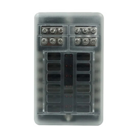 Apache Electric ATS Fuse box - 12 contacts, maximum 25A per contact - up to 32V DC - with status LED