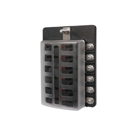 Apache Electric - ATS Fuse series - Fuse box - 12 contacts, max. 30A per contact - max. 100A 32V DC - with status LED