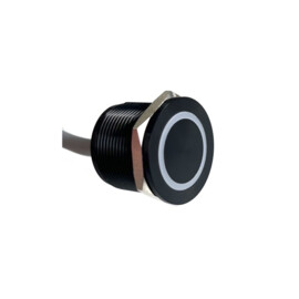 Barantec SBR11 - IP68 Capitve Black Aluminum push button - Momentary switch - RGB - 12VDC - 30cm standard cable length