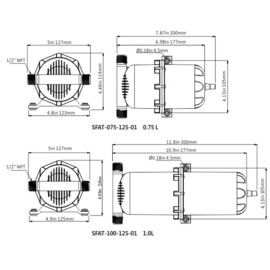 Druckbehälter Druckspeicher, 0.75L, Vordruck: 0,7 bar einstellbar bis 8,6 bar (10-125 psi)