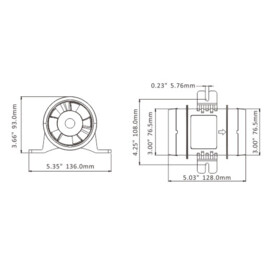 Inline fan, air freshener, 24V, 247 m3/h (4,1 m3/min), Ø 75 mm