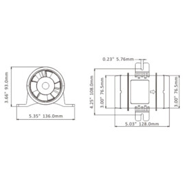 Inline fan, air freshener, 12V, 400 m3/h (6,7m3/min), Ø 100 mm