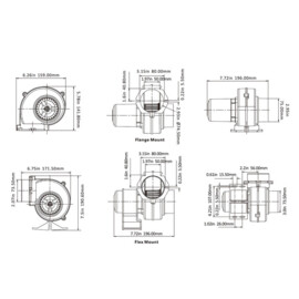 Flange / Flex mount bilge blower / fan, 12V, 220 m3 / h, (Ø 75 mm)