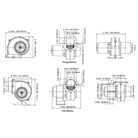 Bilgengebläse / Lüfter mit Flansch- / Flexmontage, 24V, 220 m3 / h (Ø 75 mm)