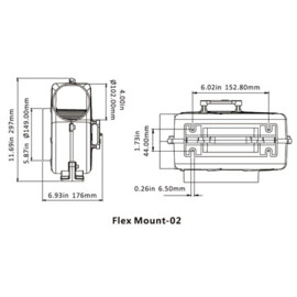 Heavy duty, flex mounting Bilge fan / air freshener, 12V, 550 m3/hour (in Ø 150 mm, out Ø 100 mm)