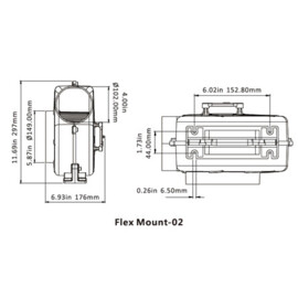 Heavy duty, flex mounting Bilge fan / air freshener, 24V, 550 m3/hour (in Ø 150 mm, out Ø 100 mm)