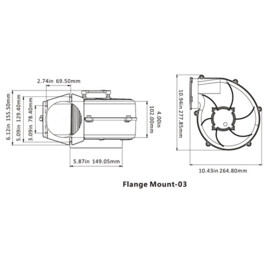 Heavy duty, flens montage Bilge ventilator/luchtververser, 12V, 550 m3/uur (Ø 150 mm)