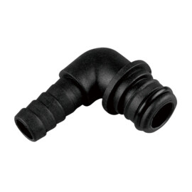13mm Elbow hose tail, quick attach, suitable for 41/43/52/53 Series Diaphragm Pumps (3/4" QA x 1/2" tule)