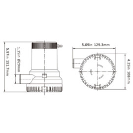 Non-Automatic Bilge Pump, 12V, 94.6 L/min, 0.4 bar