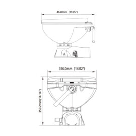 Quiet Flush elektrische boot toilet 24V set (Normaal), geschikt voor spoeling met buiten water