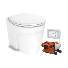 Deluxe elektrische boot toilet set 12V, geschikt voor spoeling met buitenwater