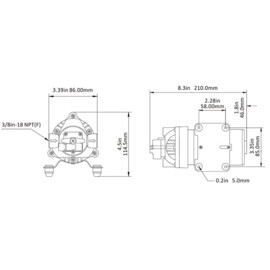 Heavy duty hogedruk membraanpomp, 230V, 3.8 L/min, 4.1 bar