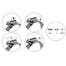 hose clamps / Worm-Drive Clips (W2), width 9 mm, 16-27 mm, DIN 3017 (10 pcs)