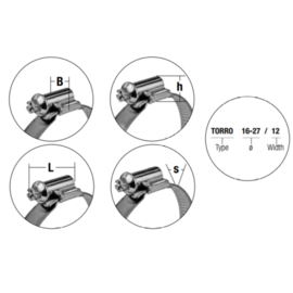 Schlauchschelle / Schneckenantriebsklammer (W4), Breite 9 mm, 12-22 mm, DIN 3017 (10 Stk.)
